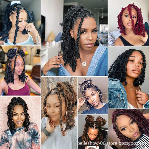 14 18 24 36 crochet soft faux locs handmade pink Synthetic butterfly crochet loc